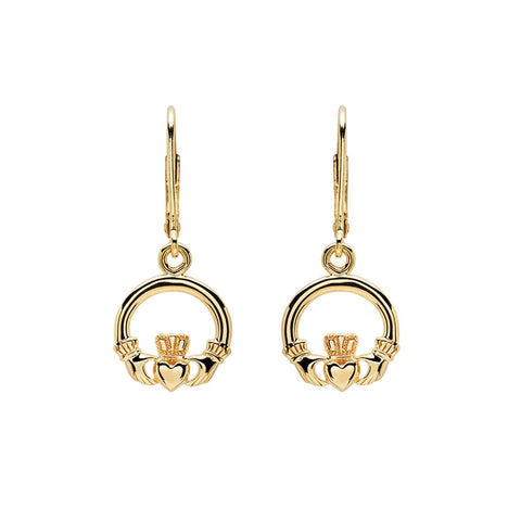 Gold Vermeil Claddagh Drop Earrings