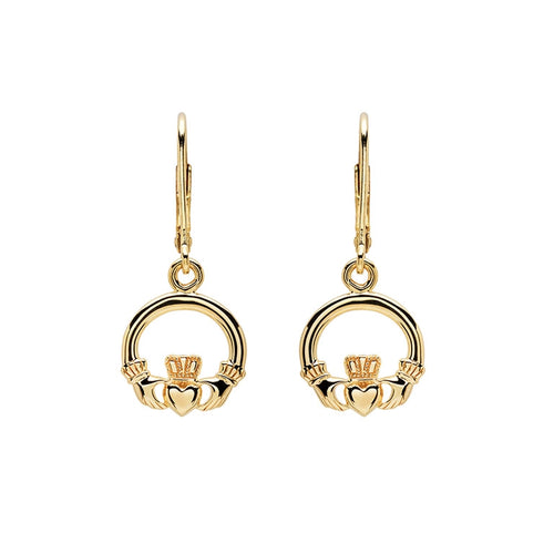 Gold Vermeil Claddagh Drop Earrings
