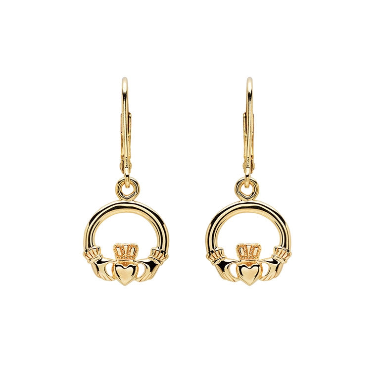 Gold Vermeil Claddagh Drop Earrings