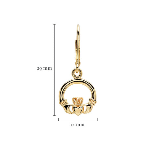 Gold Vermeil Claddagh Drop Earrings
