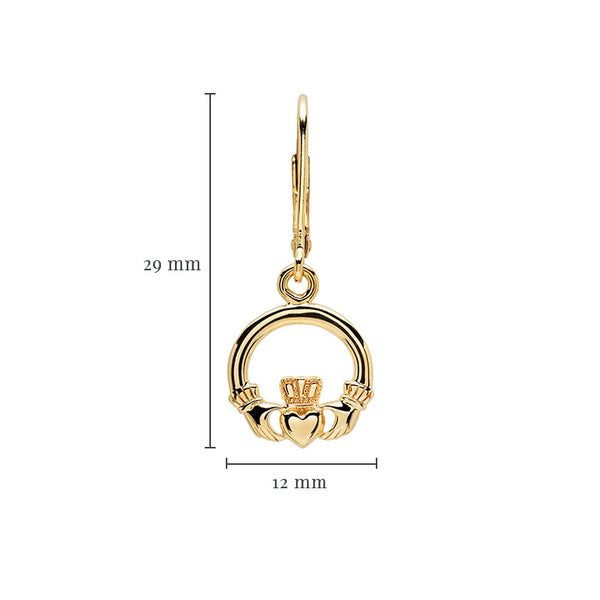 Gold Vermeil Claddagh Drop Earrings