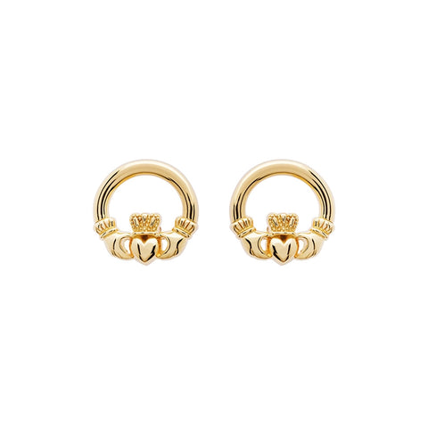 Gold Vermeil Claddagh Stud Earrings