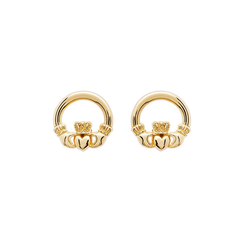 Gold Vermeil Claddagh Stud Earrings