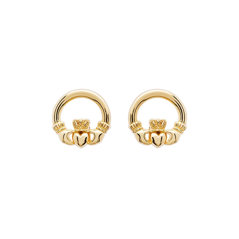 Gold Vermeil Claddagh Stud Earrings