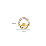 Gold Vermeil Claddagh Stud Earrings with Cubic Zirconia