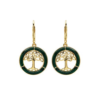 Gold Vermeil Malachite Tree of Life Earrings