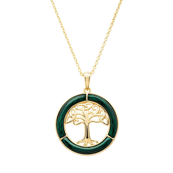 Gold Vermeil Malachite Tree of Life Necklace