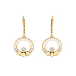 Gold Vermeil Mother of Pearl Claddagh Drop Earrings