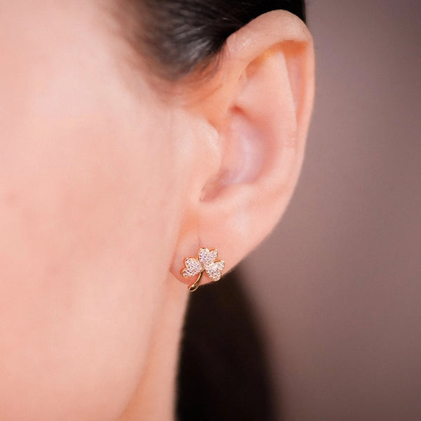 Gold Vermeil Shamrock Earrings With Cubic Zirconia