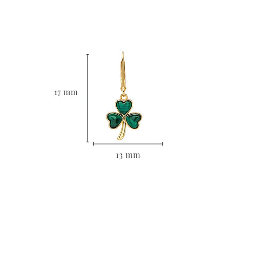 Gold Vermeil Shamrock Earrings With Green Malachite
