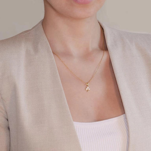 Gold Vermeil Shamrock Necklace With Cubic Zirconia