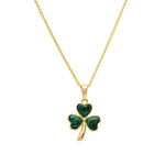 Gold Vermeil Shamrock Necklace With Green Malachite