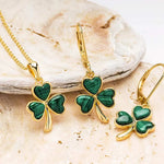 Gold Vermeil Shamrock Necklace With Green Malachite