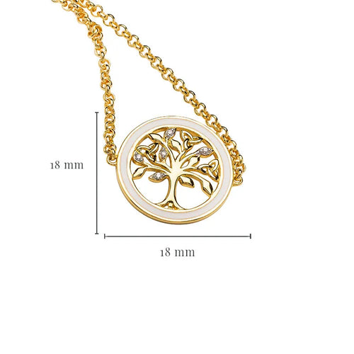Gold Vermeil Tree of Life Bracelet with Cubic Zirconia Crystals & White Enamel