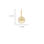 Gold Vermeil Tree of Life Earrings with Cubic Zirconia Crystals & White Enamel