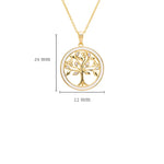 Gold Vermeil Tree of Life Necklace with Cubic Zirconia Crystals & White Enamel