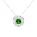 Sterling Silver Green Crystal Celtic Pendant