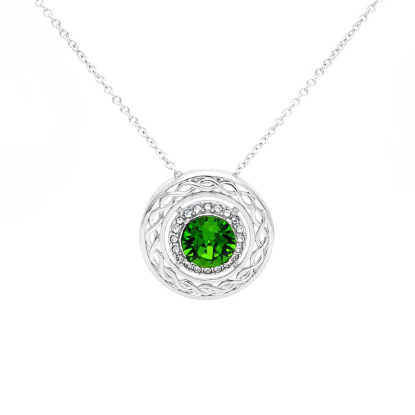 Sterling Silver Green Crystal Celtic Pendant