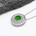 Sterling Silver Green Crystal Celtic Pendant