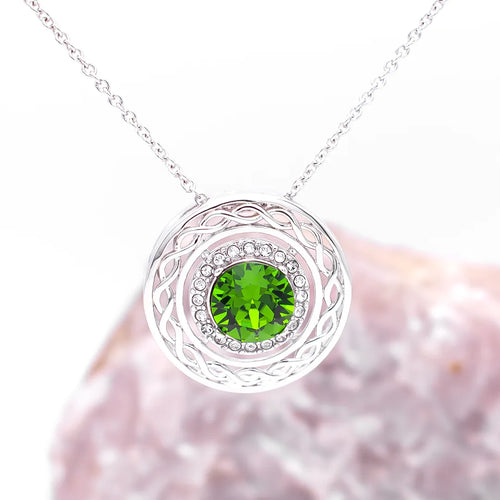 Sterling Silver Green Crystal Celtic Pendant