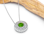Sterling Silver Green Crystal Celtic Pendant