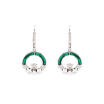 Green Malachite Sterling Silver Claddagh Earrings