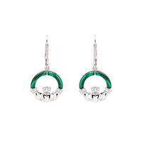 Green Malachite Sterling Silver Claddagh Earrings