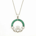 Green Malachite Sterling Silver Claddagh Pendant