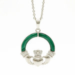Green Malachite Sterling Silver Claddagh Pendant