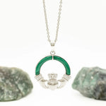 Green Malachite Sterling Silver Claddagh Pendant
