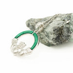 Green Malachite Sterling Silver Claddagh Pendant