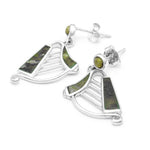 Connemara Marble Sterling Silver Irish Harp Earrings