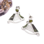 Connemara Marble Sterling Silver Irish Harp Earrings