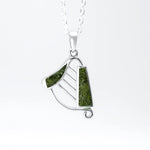Connemara Marble Silver Irish Harp Pendant