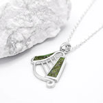 Connemara Marble Silver Irish Harp Pendant