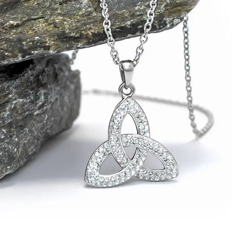 Trinity Knot Necklace Embellished with Crystals