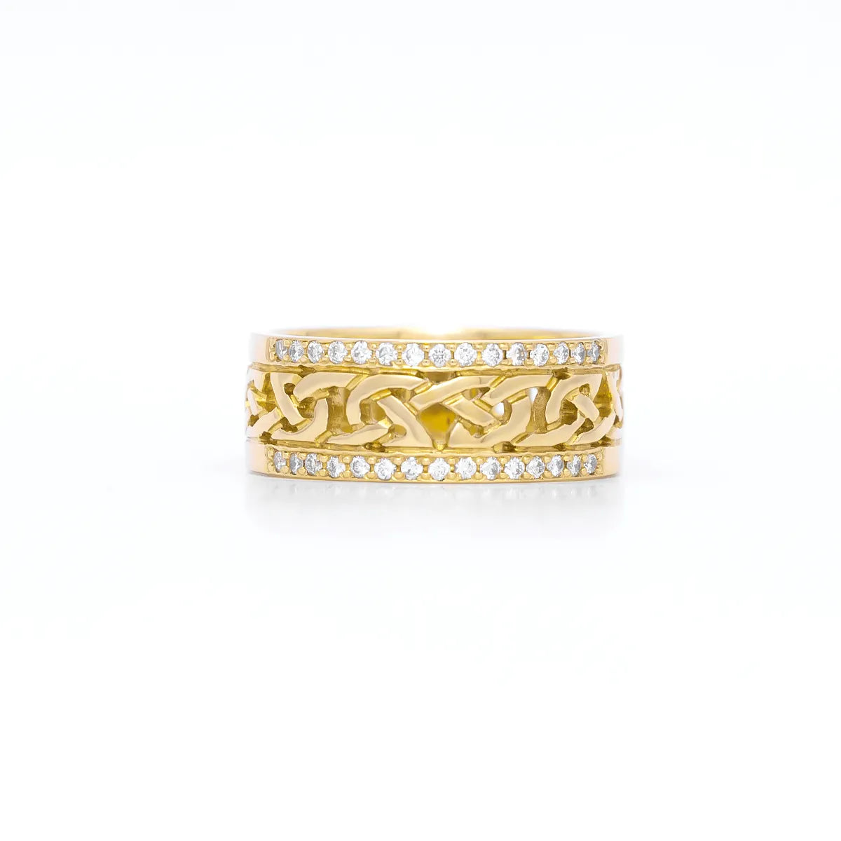 Celtic Knot Ring With Double Row Diamonds – view 13