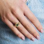 Yellow or White Gold Claddagh Birthstone Ring