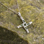 Sterling Silver St Brigids Cross Pendant Set With Connemara Marble