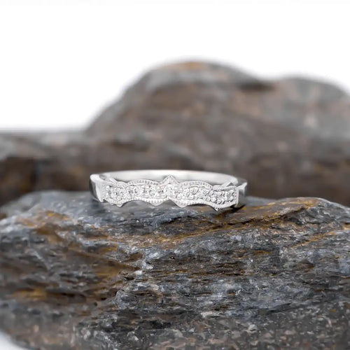 Irish Wedding Ring with Pavé-Set Precious Gemstones