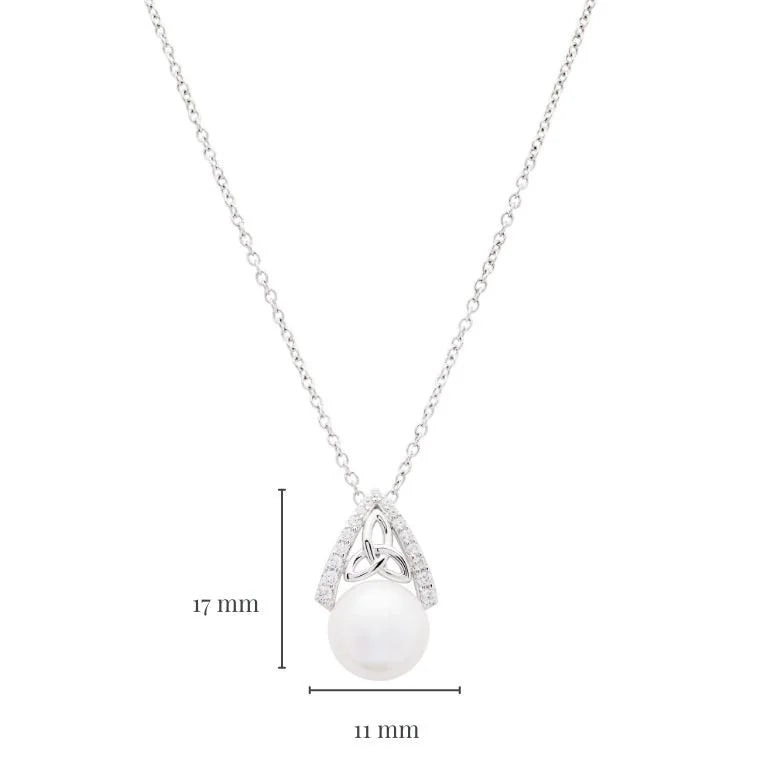 Silver Trinity Knot Pearl Pendant – view 4