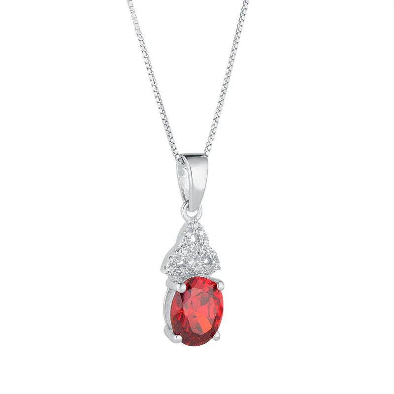 Silver Birthstone Trinity Knot Necklace