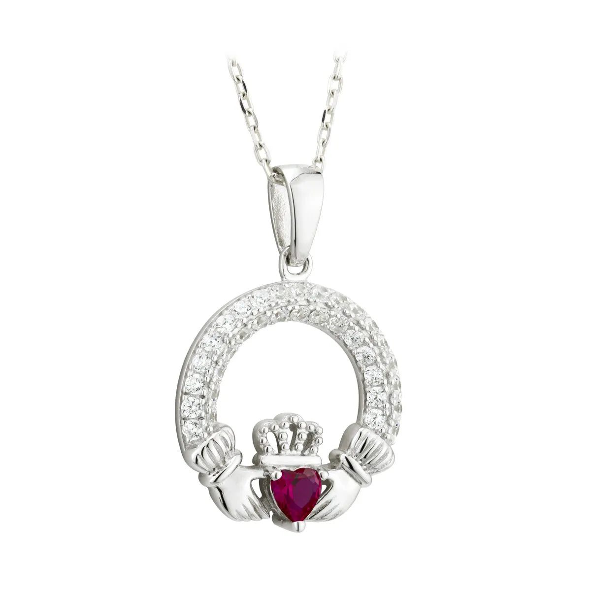 Sterling Silver Claddagh Birthstone Necklace – view 7