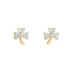 Lab Diamond Gold Shamrock Earrings