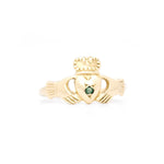Ladies Gold Emerald Claddagh Ring