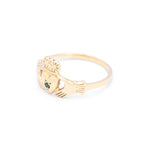 Ladies Gold Emerald Claddagh Ring