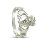 Ladies Gold Emerald Claddagh Ring