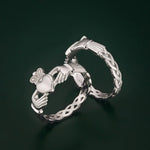 Sterling Silver Claddagh Ring With Celtic Weave Band