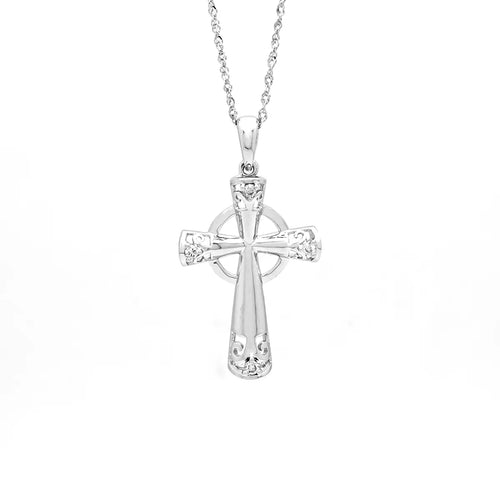 White Gold Diamond Celtic Cross Necklace