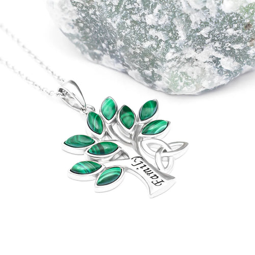 Sterling Silver Tree of Life Malachite Pendant